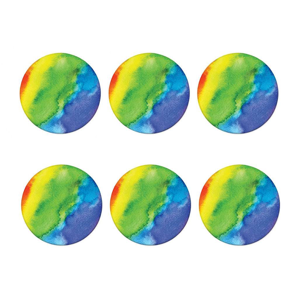 Watercolor Rainbow LGBT Pride Print Coaster Set