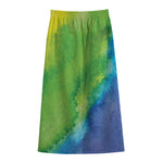 Watercolor Rainbow LGBT Pride Print Cotton Front Slit Maxi Skirt