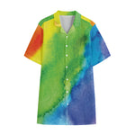 Watercolor Rainbow LGBT Pride Print Cotton Hawaiian Shirt