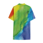 Watercolor Rainbow LGBT Pride Print Cotton Hawaiian Shirt