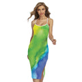 Watercolor Rainbow LGBT Pride Print Cross Back Cami Dress