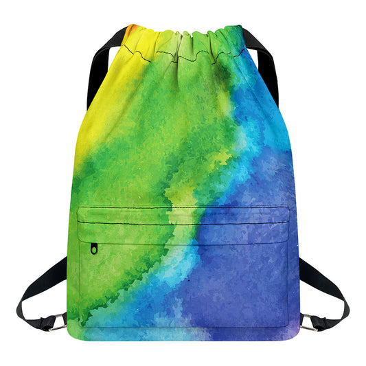 Watercolor Rainbow LGBT Pride Print Drawstring Backpack