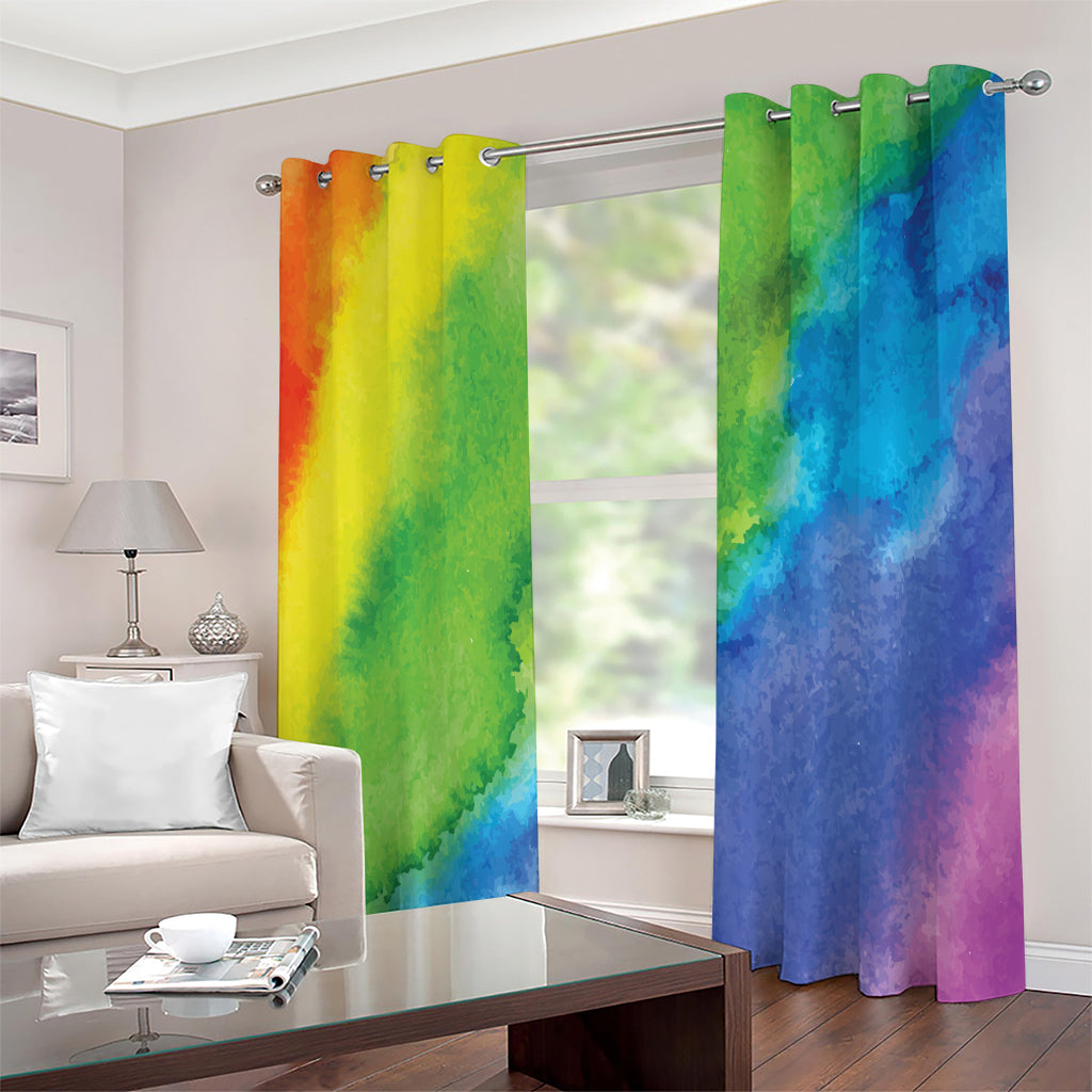 Watercolor Rainbow LGBT Pride Print Extra Wide Grommet Curtains