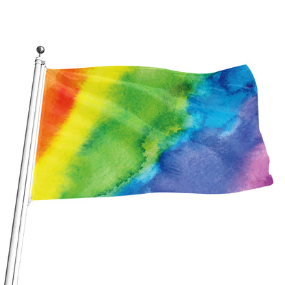 Watercolor Rainbow LGBT Pride Print Flag