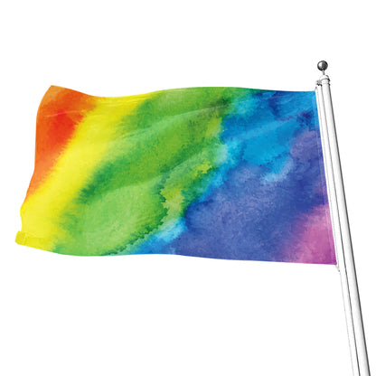 Watercolor Rainbow LGBT Pride Print Flag