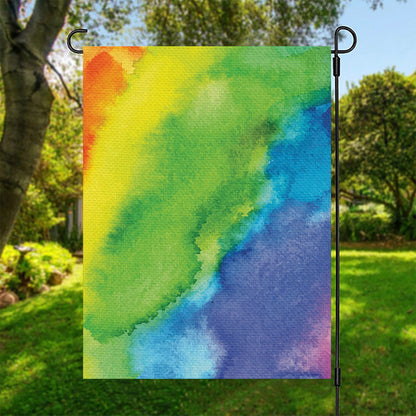 Watercolor Rainbow LGBT Pride Print Garden Flag