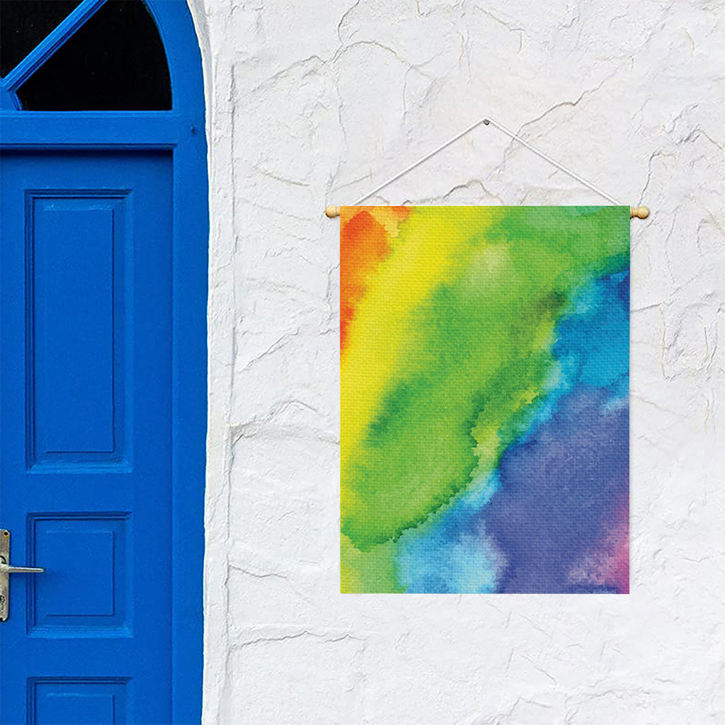 Watercolor Rainbow LGBT Pride Print Garden Flag