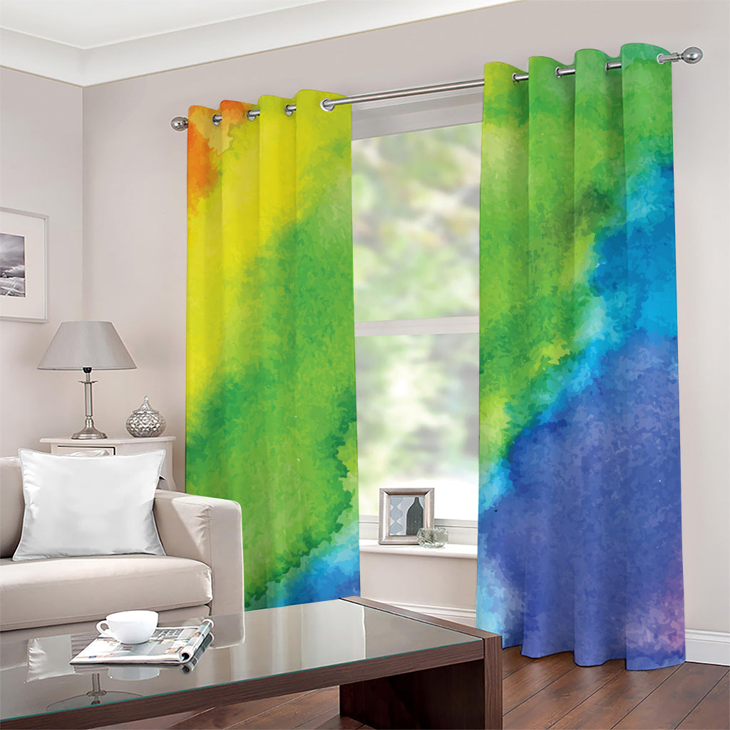 Watercolor Rainbow LGBT Pride Print Grommet Curtains