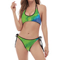Watercolor Rainbow LGBT Pride Print Halter Scoop Tie Side Bikini