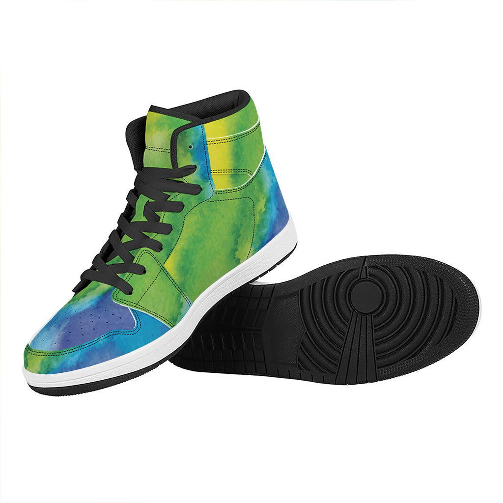 Watercolor Rainbow LGBT Pride Print High Top Leather Sneakers