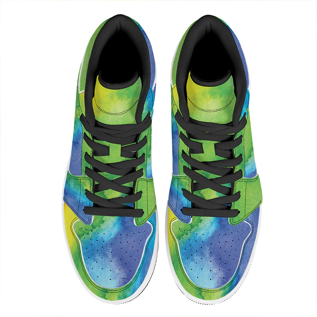 Watercolor Rainbow LGBT Pride Print High Top Leather Sneakers