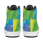 Watercolor Rainbow LGBT Pride Print High Top Leather Sneakers