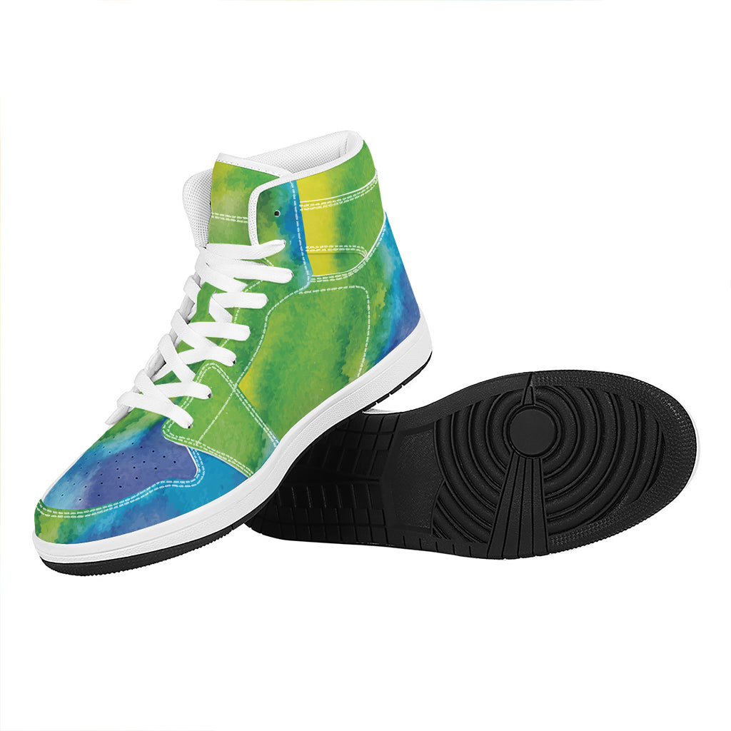 Watercolor Rainbow LGBT Pride Print High Top Leather Sneakers