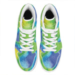 Watercolor Rainbow LGBT Pride Print High Top Leather Sneakers