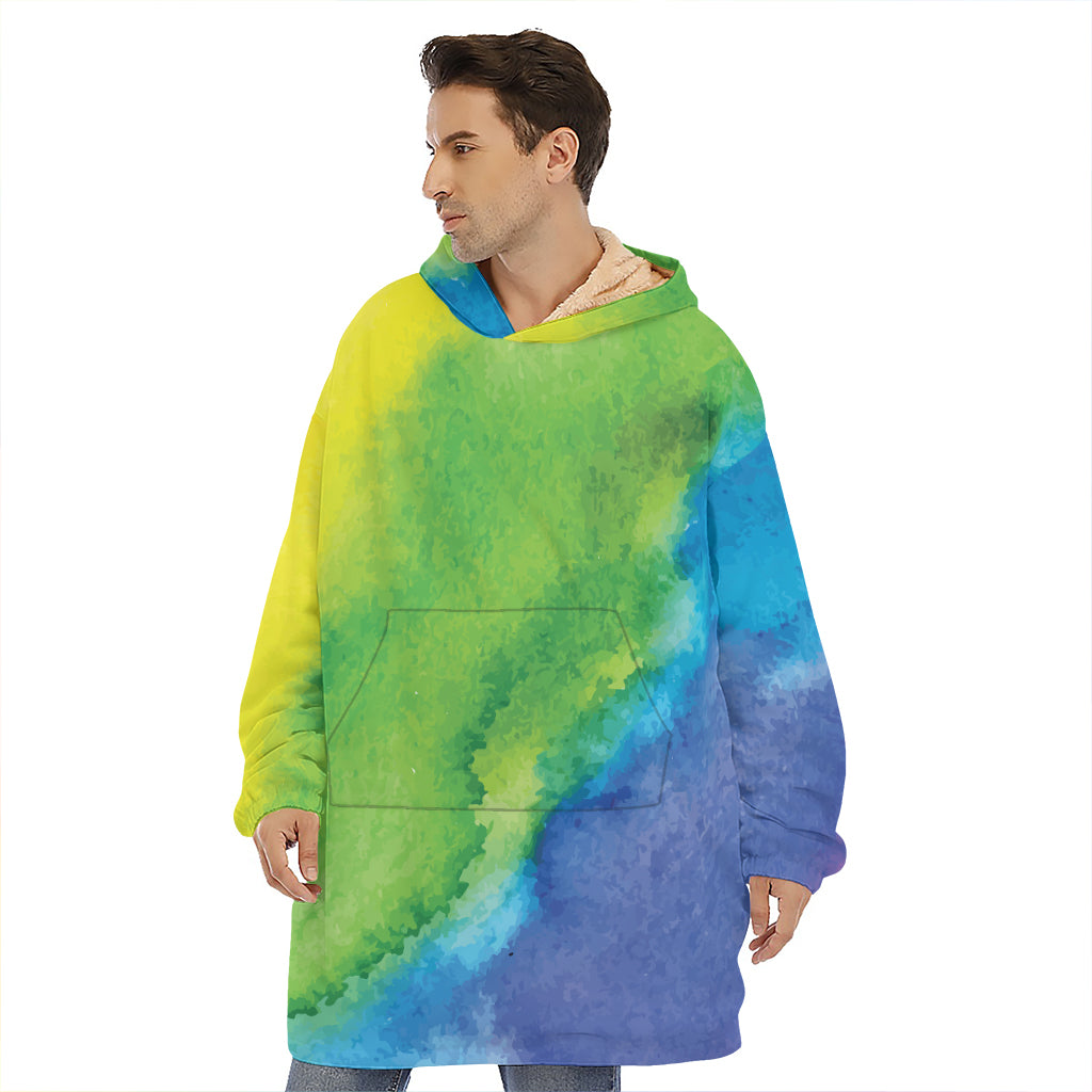 Watercolor Rainbow LGBT Pride Print Hoodie Blanket