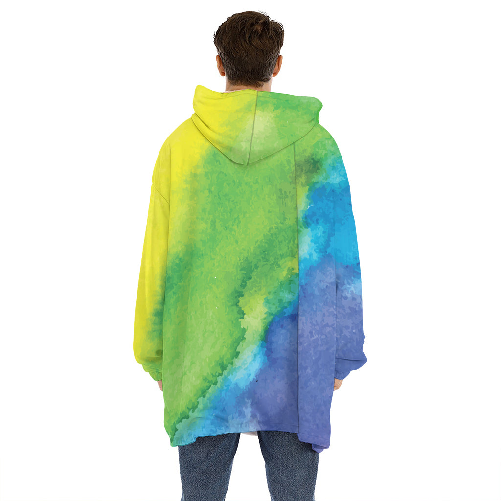 Watercolor Rainbow LGBT Pride Print Hoodie Blanket