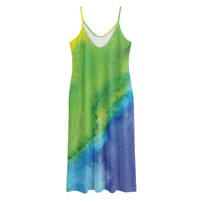 Watercolor Rainbow LGBT Pride Print Jersey Midi Cami Dress