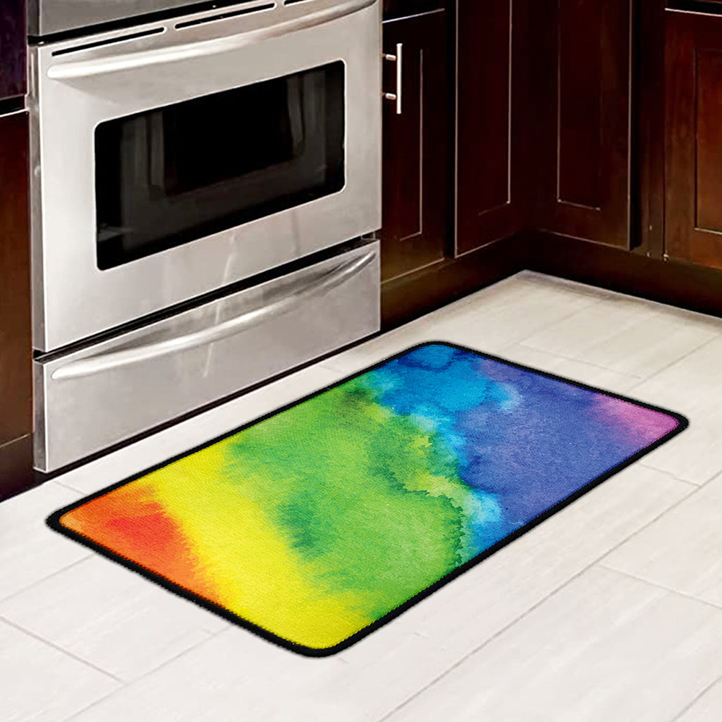 Watercolor Rainbow LGBT Pride Print Kitchen Mat