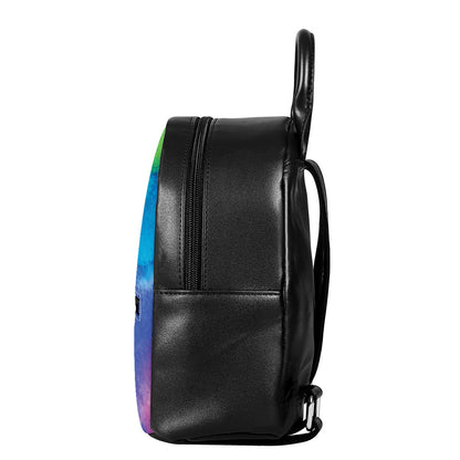 Watercolor Rainbow LGBT Pride Print Leather Backpack