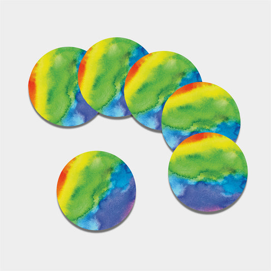 Watercolor Rainbow LGBT Pride Print Leather Coaster Set