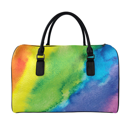 Watercolor Rainbow LGBT Pride Print Leather Duffle Bag