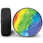 Watercolor Rainbow LGBT Pride Print Leather Spare Tire Cover