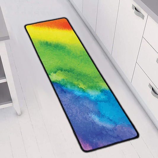 Watercolor Rainbow LGBT Pride Print Long Kitchen Mat