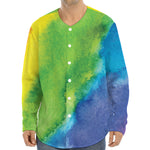 Watercolor Rainbow LGBT Pride Print Long Sleeve Baseball Jersey