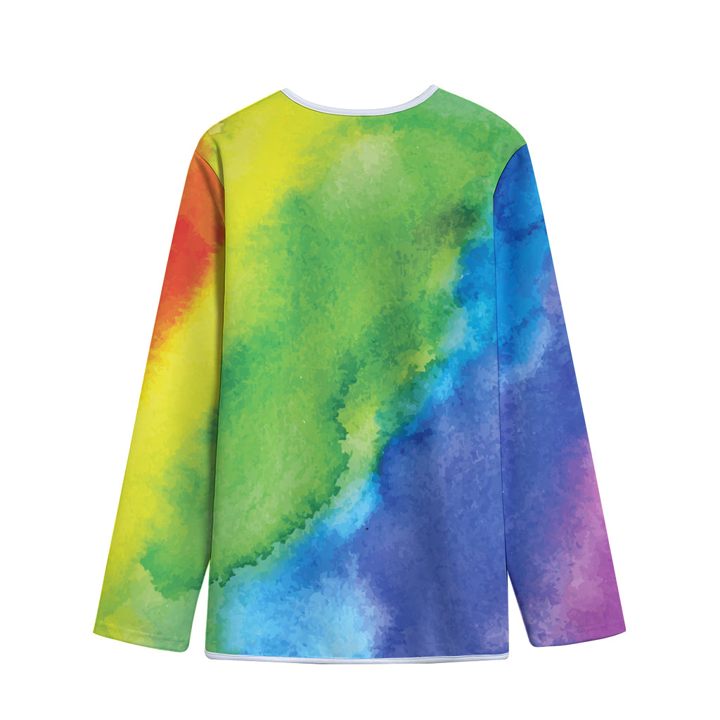 Watercolor Rainbow LGBT Pride Print Long Sleeve Short Coat