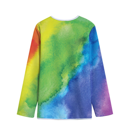 Watercolor Rainbow LGBT Pride Print Long Sleeve Short Coat