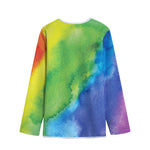 Watercolor Rainbow LGBT Pride Print Long Sleeve Short Coat