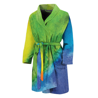 Watercolor Rainbow LGBT Pride Print Men's Bathrobe