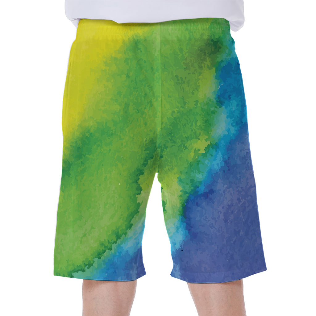 Watercolor Rainbow LGBT Pride Print Men's Beach Shorts