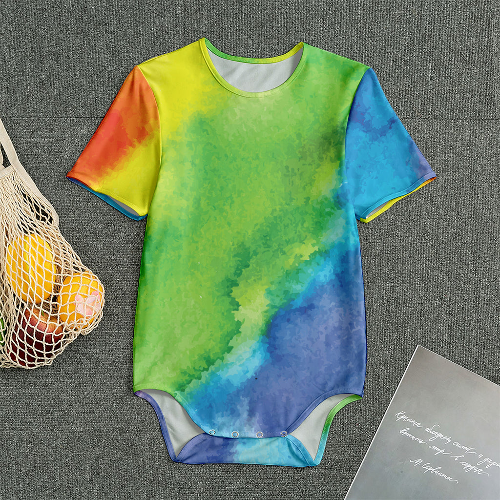 Watercolor Rainbow LGBT Pride Print Men's Bodysuit