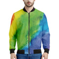 Watercolor Rainbow LGBT Pride Print Men's Bomber Jacket