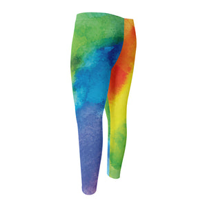 Watercolor Rainbow LGBT Pride Print Men's Compression Pants