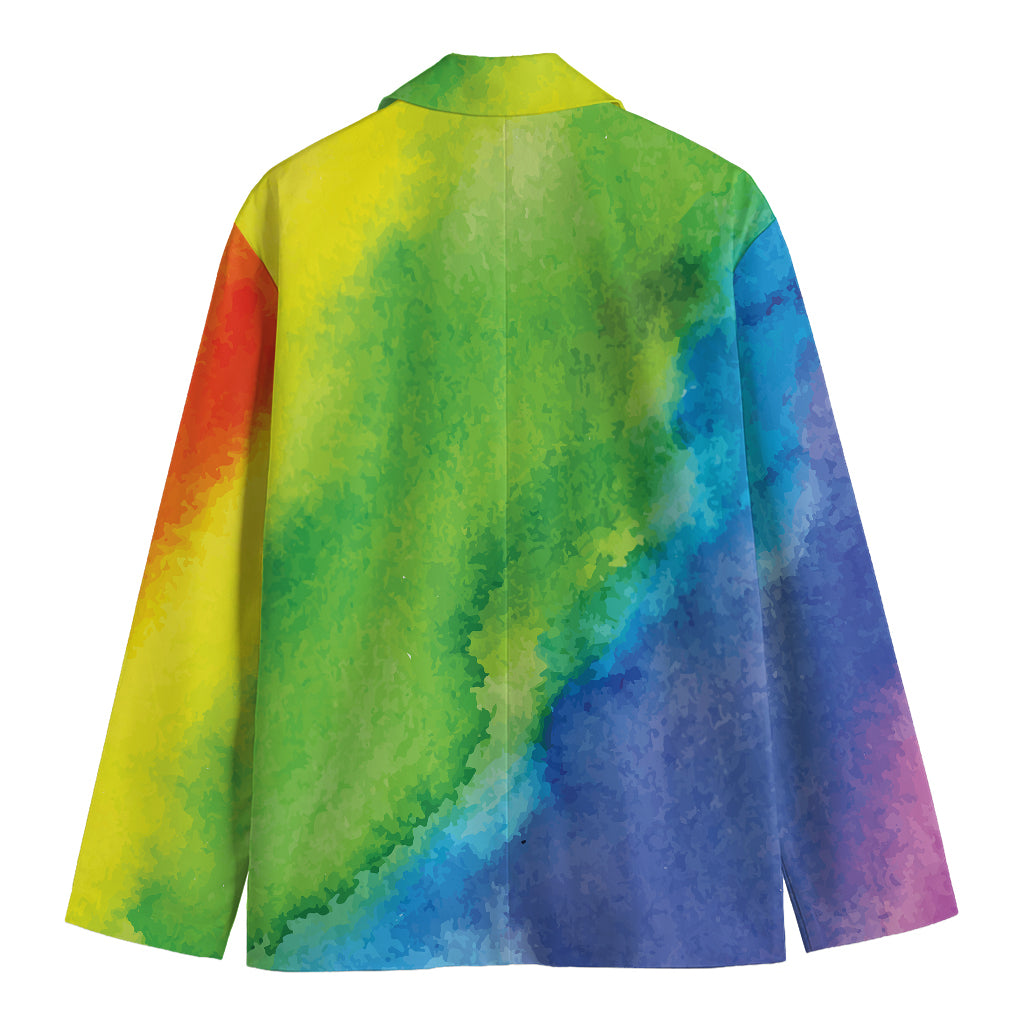 Watercolor Rainbow LGBT Pride Print Men's Cotton Blazer