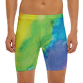 Watercolor Rainbow LGBT Pride Print Men's Long Boxer Briefs