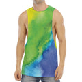 Watercolor Rainbow LGBT Pride Print Men's Muscle Tank Top