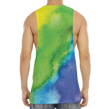 Watercolor Rainbow LGBT Pride Print Men's Muscle Tank Top