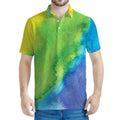 Watercolor Rainbow LGBT Pride Print Men's Polo Shirt