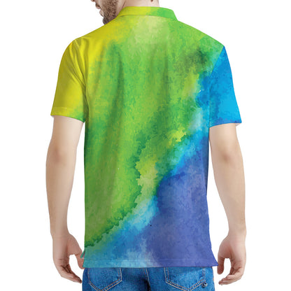 Watercolor Rainbow LGBT Pride Print Men's Polo Shirt