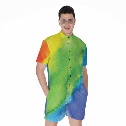 Watercolor Rainbow LGBT Pride Print Men's Rompers