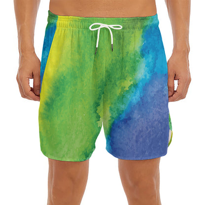 Watercolor Rainbow LGBT Pride Print Men's Split Running Shorts