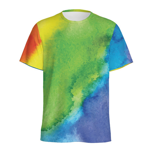 Watercolor Rainbow LGBT Pride Print Men's Sports T-Shirt