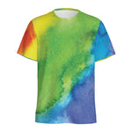 Watercolor Rainbow LGBT Pride Print Men's Sports T-Shirt