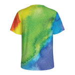 Watercolor Rainbow LGBT Pride Print Men's Sports T-Shirt