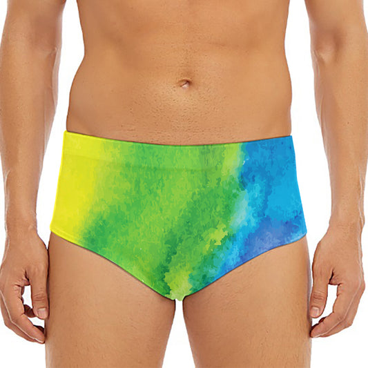 Watercolor Rainbow LGBT Pride Print Men's Triangle Swim Briefs