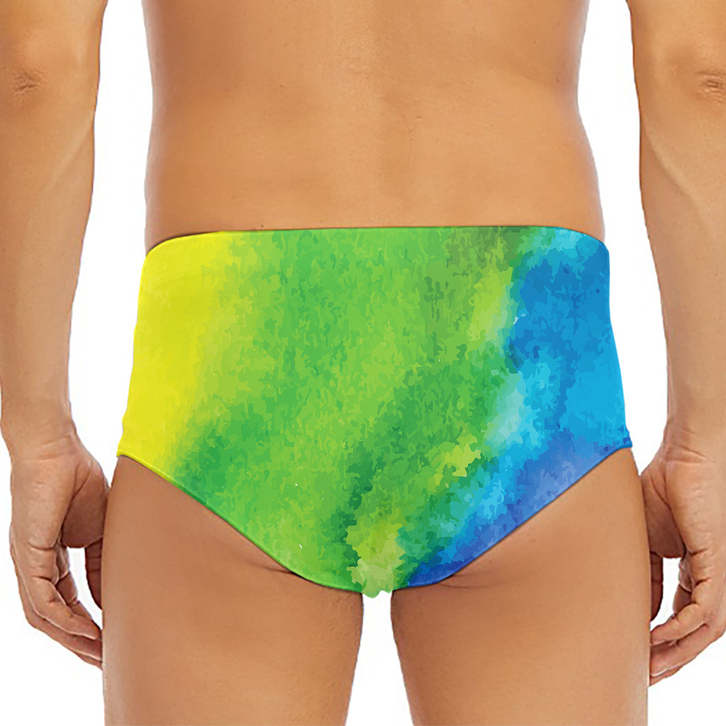 Watercolor Rainbow LGBT Pride Print Men's Triangle Swim Briefs
