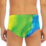 Watercolor Rainbow LGBT Pride Print Men's Triangle Swim Briefs